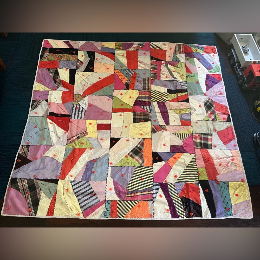 Vintage Colorful Patchwork Crazy Quilt